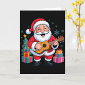 Funny Santa Christmas Design Ukulele Holiday Xmas Kaart (Gele Bloem)