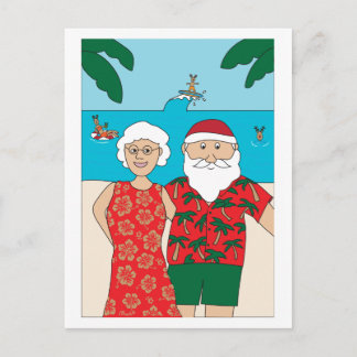 Funny Santa Claus Beach Christmas Feestdagenkaart