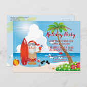 Funny Santa Claus Beach Fête Invitation (Devant / Derrière)