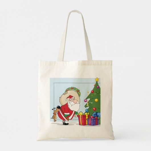 Funny Santa Claus Canvas tas (Achterkant)