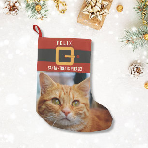 Funny Santa Claus Cat Photo and Name Persoonlijk Kleine Kerstsok