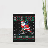 Funny Santa Claus Christmas Ice Hockey Ugly Sweate Kaart (Voorkant)