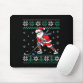 Funny Santa Claus Christmas Ice Hockey Ugly Sweate Muismat (Met muis)
