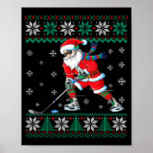 Funny Santa Claus Christmas Ice Hockey Ugly Sweate Poster (Voorkant)
