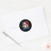 Funny Santa Claus Christmas July 4th Patriotic Hol Ronde Sticker (Envelop)