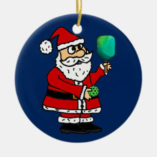 Funny Santa Claus die met Pickleball Kerstmis spee Keramisch Ornament