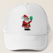 Funny Santa Claus die met Pickleball Kerstmis spee Trucker Pet (Voorkant)