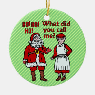 Funny Santa Claus en Mrs. Kerstmis Keramisch Ornament