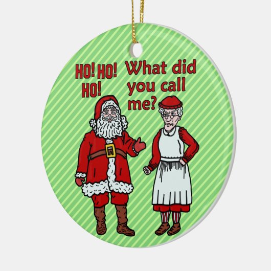 Funny Santa Claus en Mrs. Kerstmis Keramisch Ornament (Links)