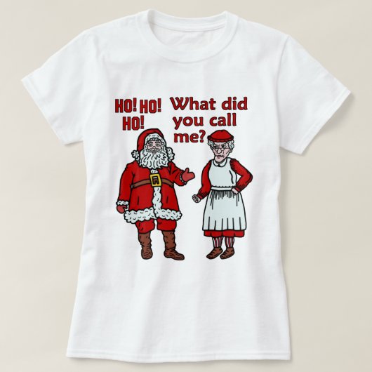 Funny Santa Claus en Mrs. Kerstmis T-shirt (Design voorkant)