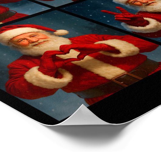 Funny Santa Claus Heart And Peace Sign Retro Chris Poster (Hoek)