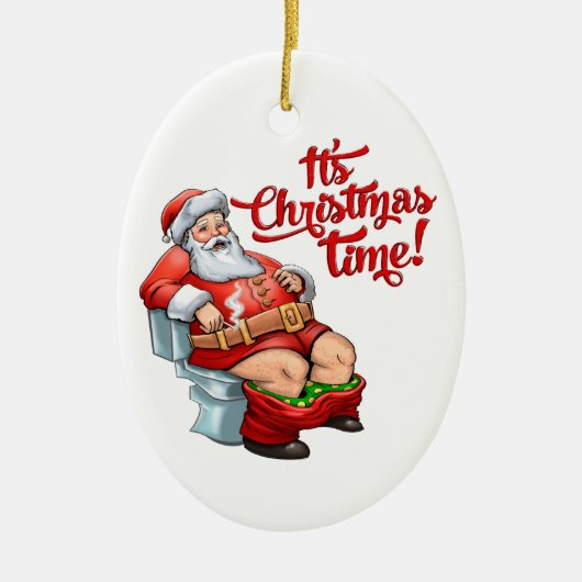 Funny Santa Claus heeft een rustige kerst Keramisch Ornament (Voorkant)