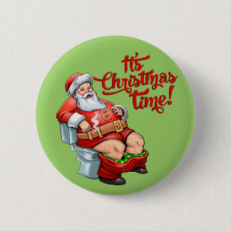 Funny Santa Claus heeft een rustige kerst Ronde Button 5,7 Cm