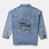 Funny Santa Claus Helper Xmas String Lights Denim Jacket (Achterkant)