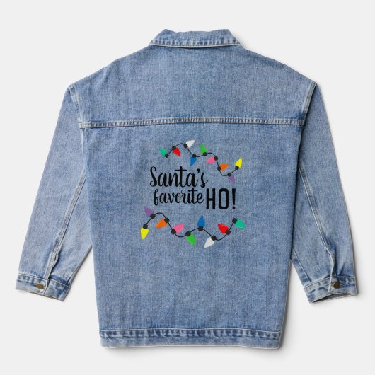 Funny Santa Claus Helper Xmas String Lights Denim Jacket (Achterkant)