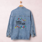 Funny Santa Claus Helper Xmas String Lights Denim Jacket (Hangar)