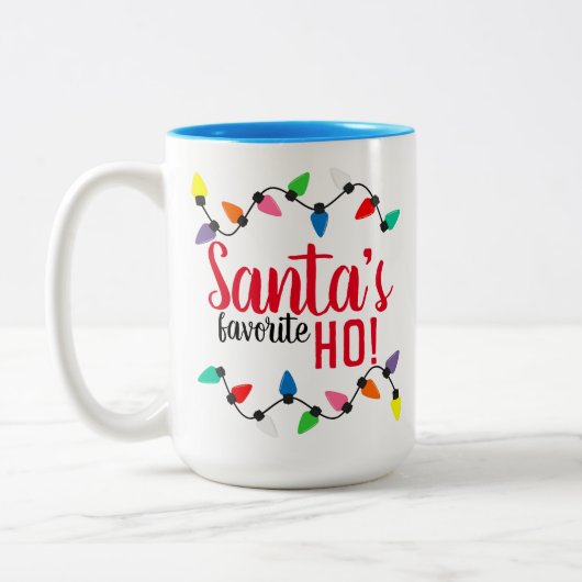 Funny Santa Claus Helper Xmas String Lights Tweekleurige Koffiemok (Links)