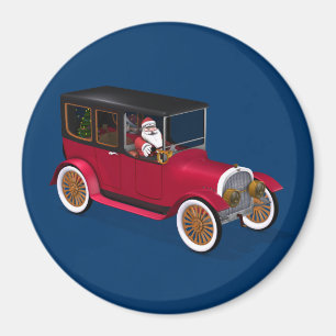 Funny Santa Claus in Red Limousine Magneet