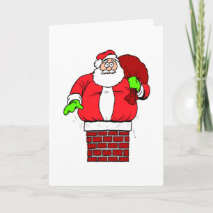 Funny Santa Claus Joke Stuck in Chimney Feestdagen Kaart