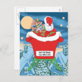 Funny Santa Claus kerstHumor Hoe is mijn vliegen? Feestdagenkaart (Voorkant / Achterkant)