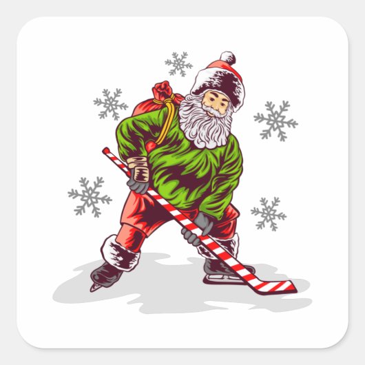 Funny Santa Claus Kerstmis Vierkante Sticker (Voorkant)