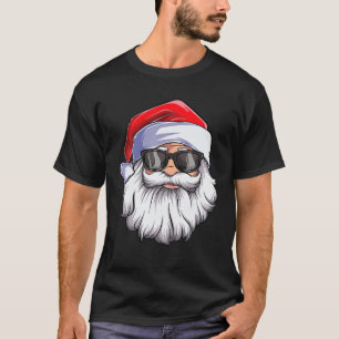 Funny Santa Claus krijgt een zonnebril met een Pet T-shirt