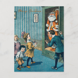 Funny santa claus kunst feestdagenkaart