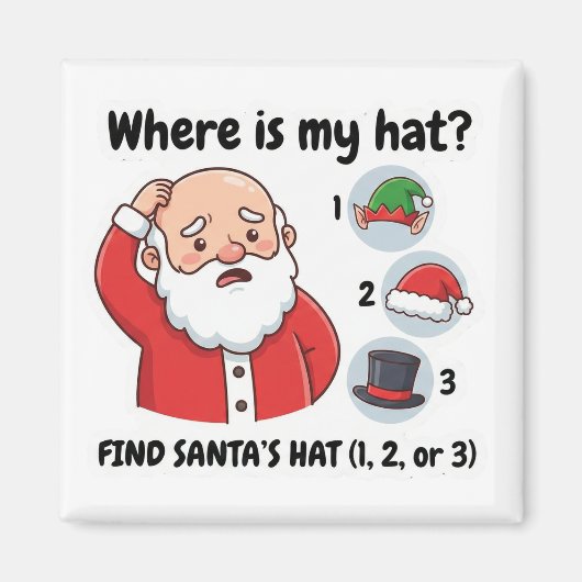Funny Santa Claus Lost Hat Matching Game Magnet Magneet (Voorkant)