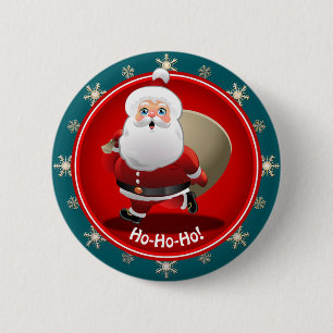 Funny Santa Claus met een zak vol geschenken Ronde Button 5,7 Cm