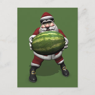 Funny Santa Claus met Giant Melon Feestdagenkaart