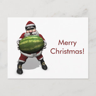 Funny Santa Claus met Giant Melon Feestdagenkaart