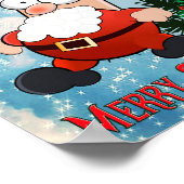 Funny Santa Claus met kerstboom Poster (Hoek)