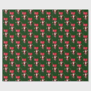 Funny Santa Claus met vlag van Turkije Cadeaupapier