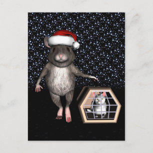 Funny Santa Claus Mouse Feestdagenkaart