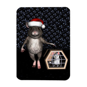 Funny Santa Claus Mouse Magneet