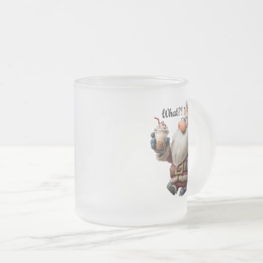 Funny Santa Claus Mug "What?!" Design Matglas Koffiemok (Voorkant rechts)