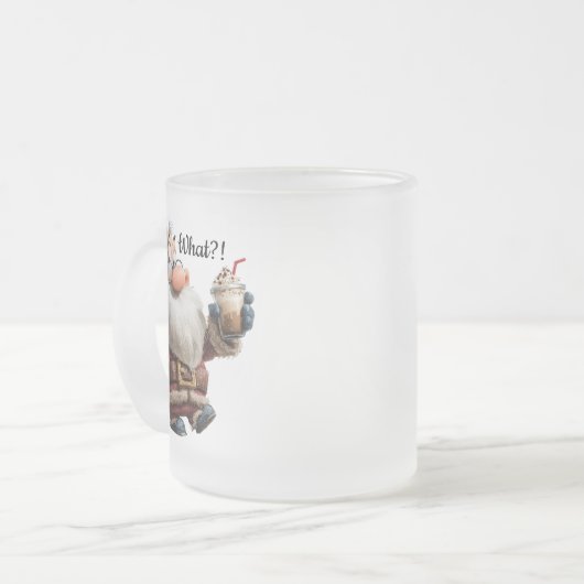 Funny Santa Claus Mug "What?!" Design Matglas Koffiemok (Voorkant links)