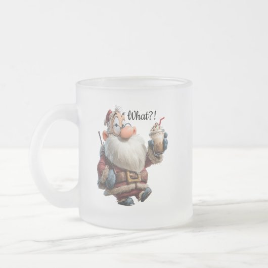 Funny Santa Claus Mug "What?!" Design Matglas Koffiemok (Links)