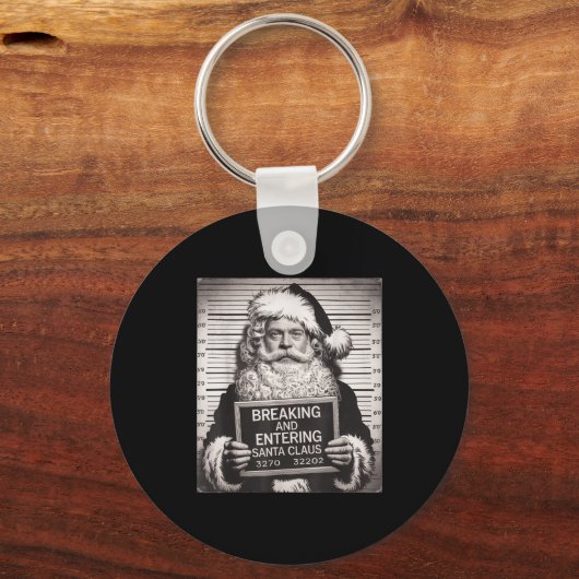 Funny Santa Claus Mugshot Christmas – Santa Xmas Sleutelhanger (Voorkant)