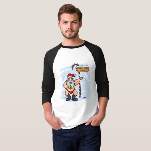 Funny Santa Claus Northpole dansende kerst T-shirt (Voorkant volledig)