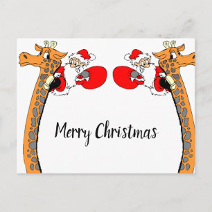 Funny Santa Claus op Giraffe Kerst Briefkaart