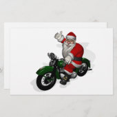 Funny Santa Claus op groene motorfiets Briefpapier (Voorkant / Achterkant)