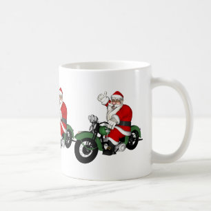 Funny Santa Claus op groene  motorfiets Koffiemok
