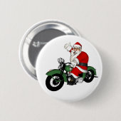 Funny Santa Claus op groene motorfiets Ronde Button 5,7 Cm (Voorkant /achterkant)