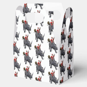 Funny Santa Claus op Rhino Rhinoceros Bedankdoosjes