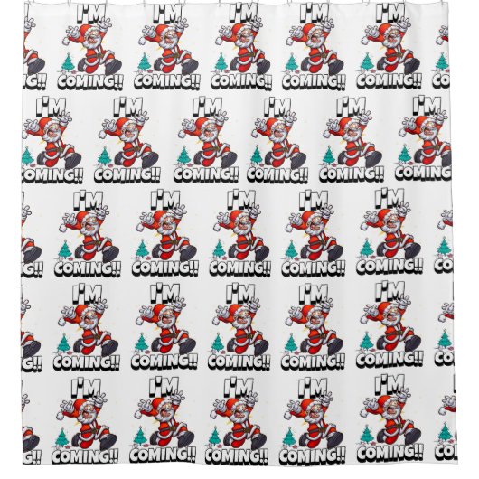 Funny Santa Claus Pattern Humoureuze Kerstmis Douchegordijn (Voorkant)