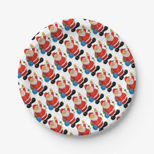 Funny Santa Claus Pattern Papieren Bordje (Voorkant)