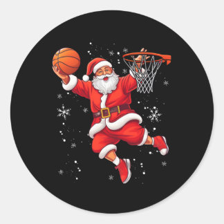 Funny Santa Claus Playing Sketll Merry Christmas B Ronde Sticker