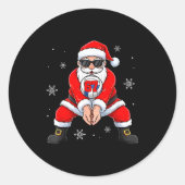 Funny Santa Claus Playing Volleyball Six Seven Chr Ronde Sticker (Voorkant)