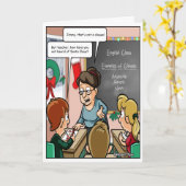 Funny Santa Claus Pun Carte de Noël (Fleur jaune)